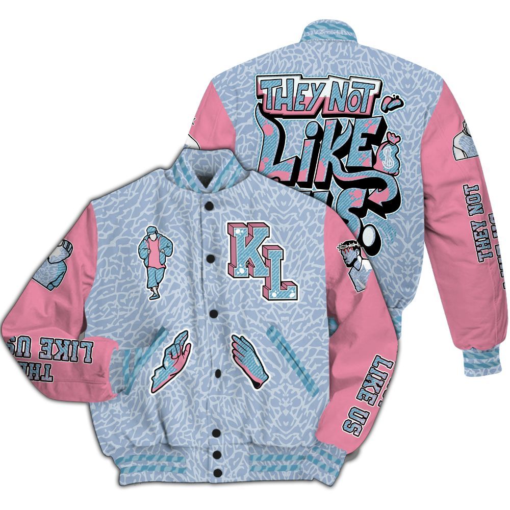 Varsity Jacket To Match Denim Pink Glow 3s - Dislike Us All Over Print