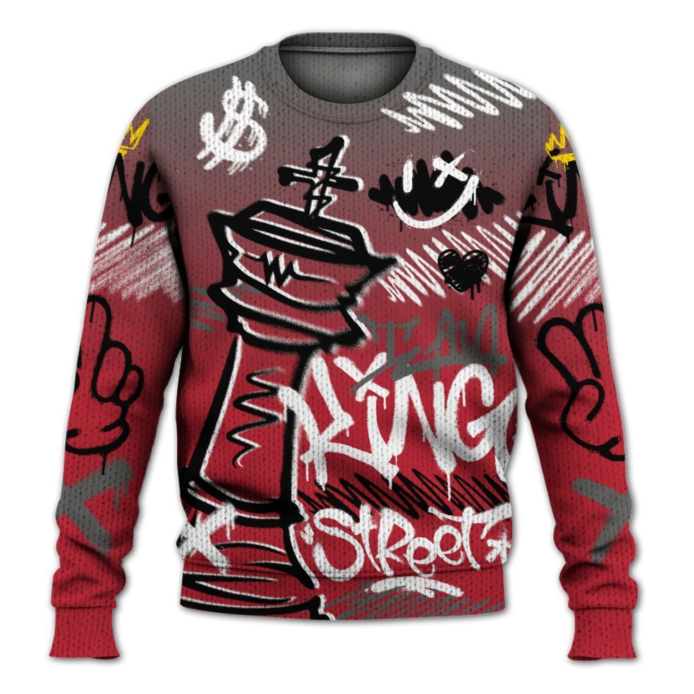 Knitted Sweater To Match Red Flint 13s - Street King Chess Streetwear