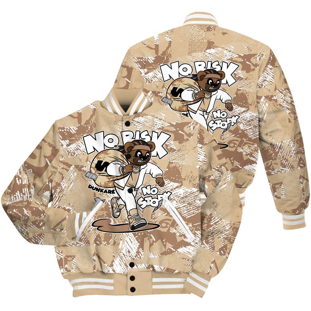 Varsity Jacket To Match Desert Camo 3s Shirt - Certain Bear Abstract Graffiti All Over Print