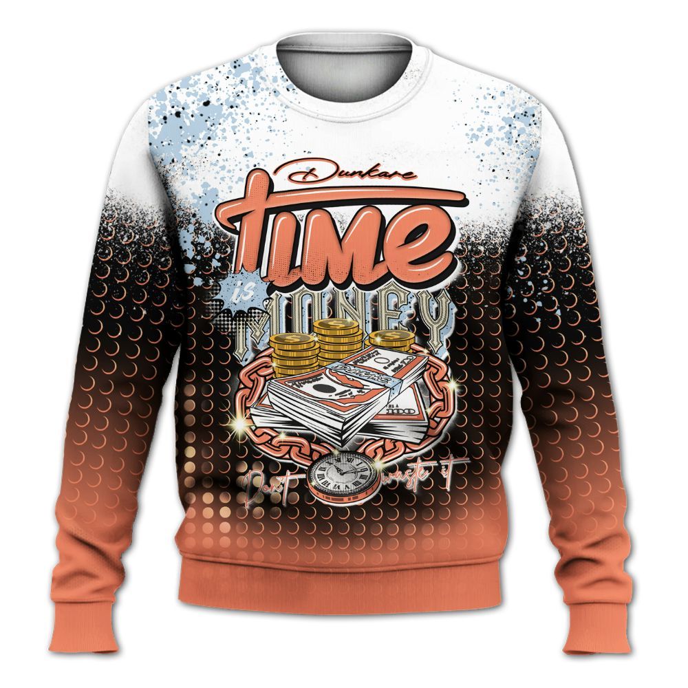 Sweatshirt To Match DJ Khaled Crimson Bliss 5s - Halftone Time Is Money All Over Print