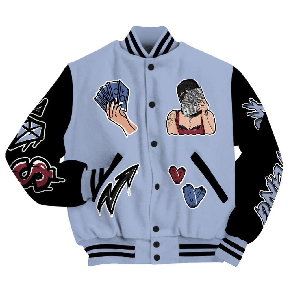 Varsity Jacket To Match Black Metallic 5s - Hustling Unique All Over Print