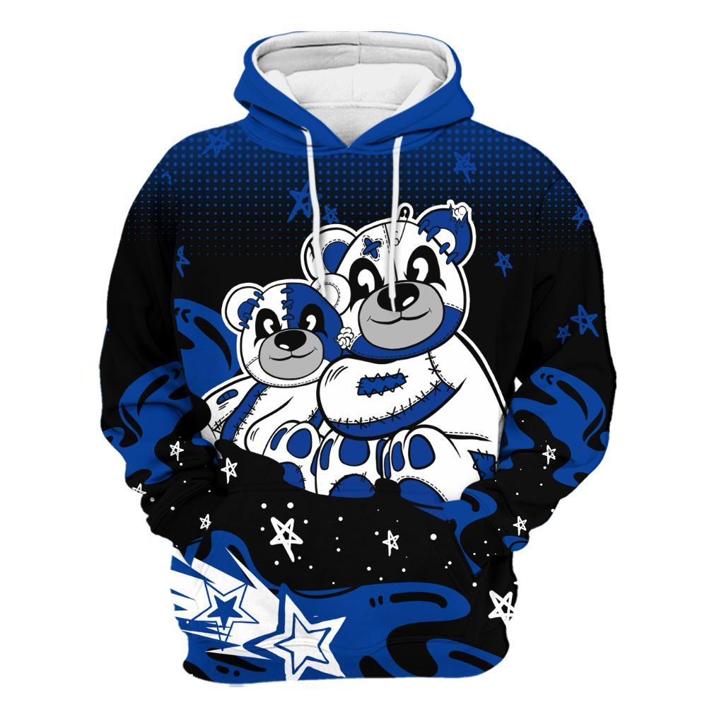 Hoodie To Match Hyper Royal 12s - Sincere Fondness Bear Stars All Over Print