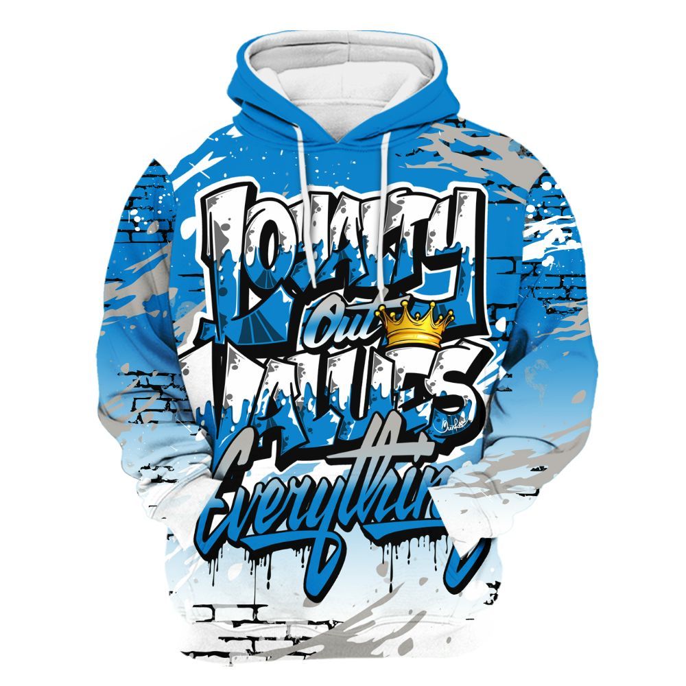 Hoodie To Match Industrial Blue 4s - Values Of Loyalty Drip All Over Print