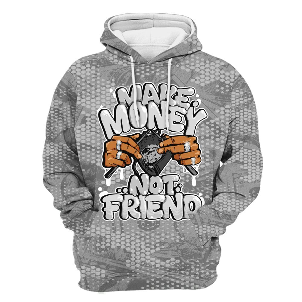Hoodie To Match Black Wolf Grey 12s - Make Moneys Not Friend Graphic Banknotes All Over Print