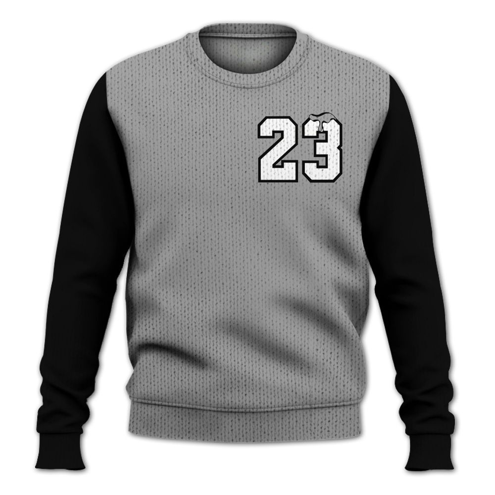 Knitted Sweater To Match Black Wolf Grey 12s, Custom Name Number 23 Drip