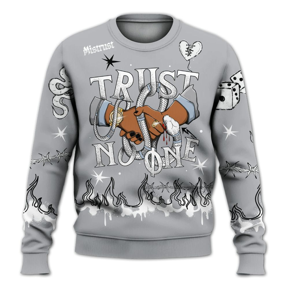 Sweatshirt To Match Low OG Wolf Grey 1s - Trust No One Snake-Bite Doodle Crayon All Over Print