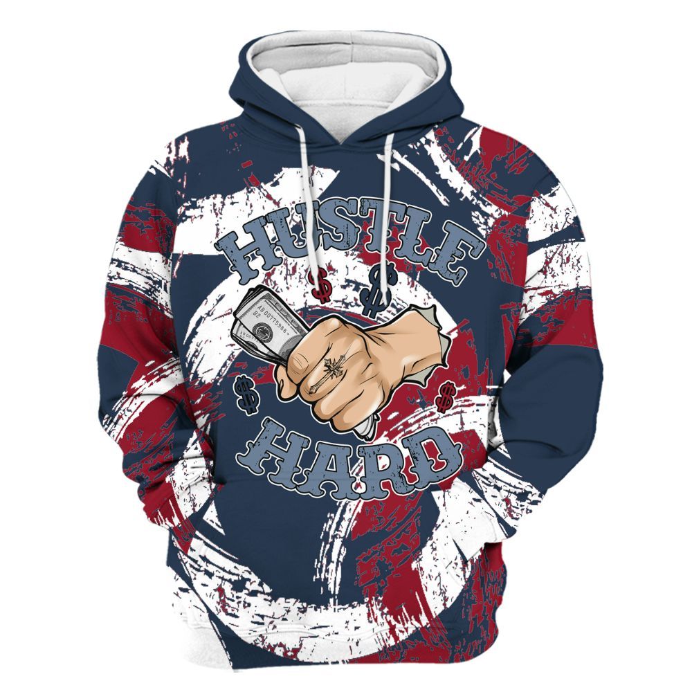 Hoodie To Match Navy Blue 2024 6s - Hustles Hard! Splash All Over Print