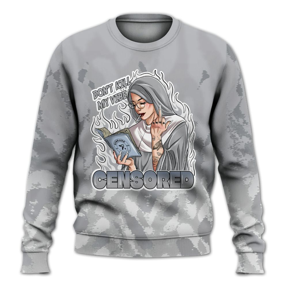 Sweatshirt To Match Low OG Wolf Grey 1s - Censoredz Burn All Over Print