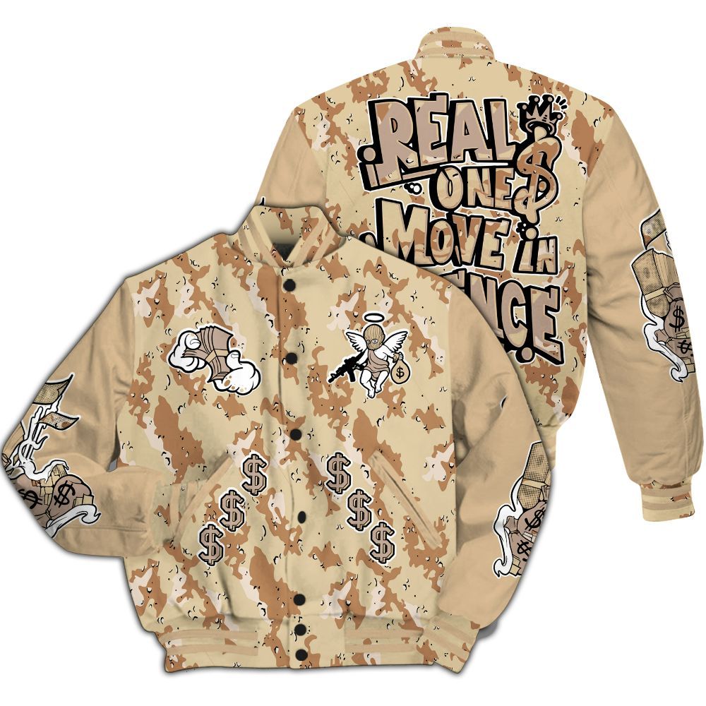 Varsity Jacket To Match Desert Camo 3s - Ones Move In Silence Graphic All Over Print