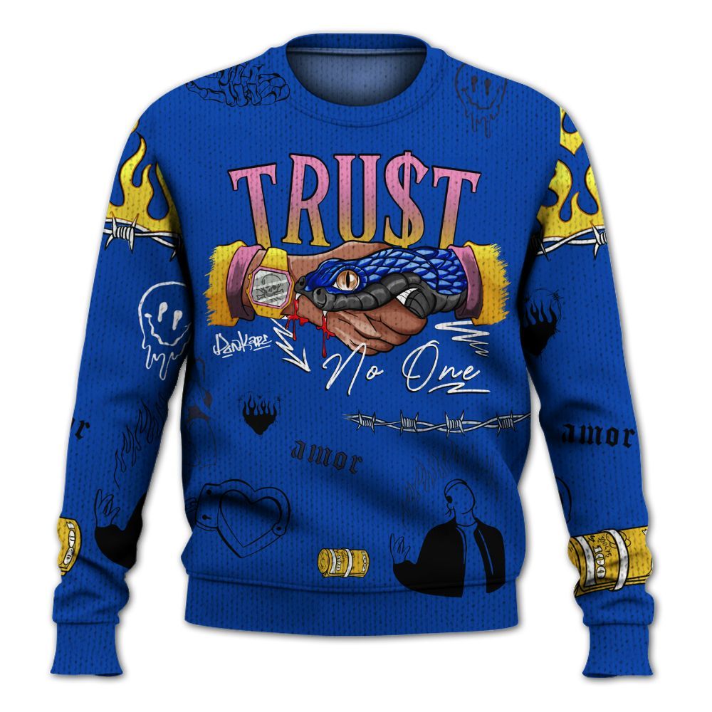 Sweater To Match Brazil Racer Blue Yellow 3s - Snake Trust No One Graphic