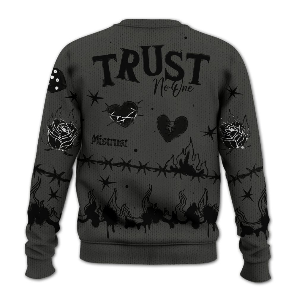 Knitted Sweater To Match Dunk Low Skateboards Black - Trust No One Snake-Bite Doodle Crayon