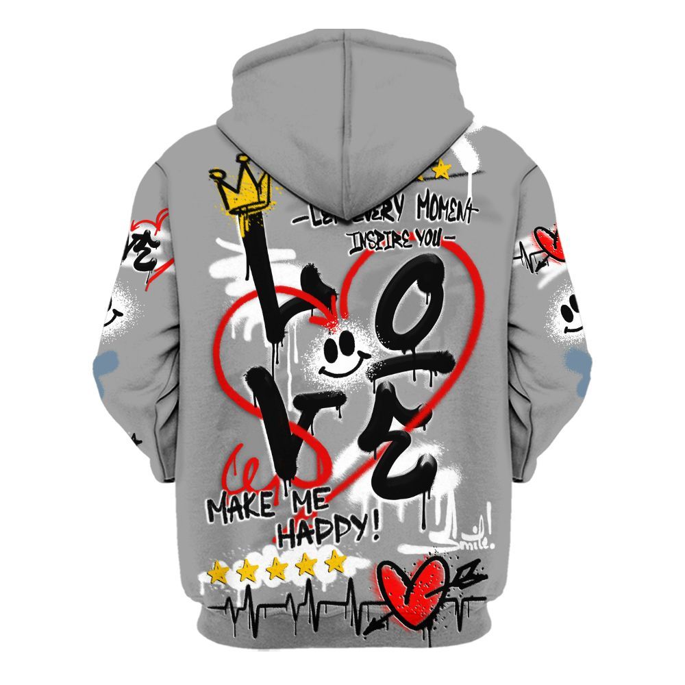 Hoodie To Match Black Chrome 6s - Happy Love Beats Graffiti Streetwear All Over Print