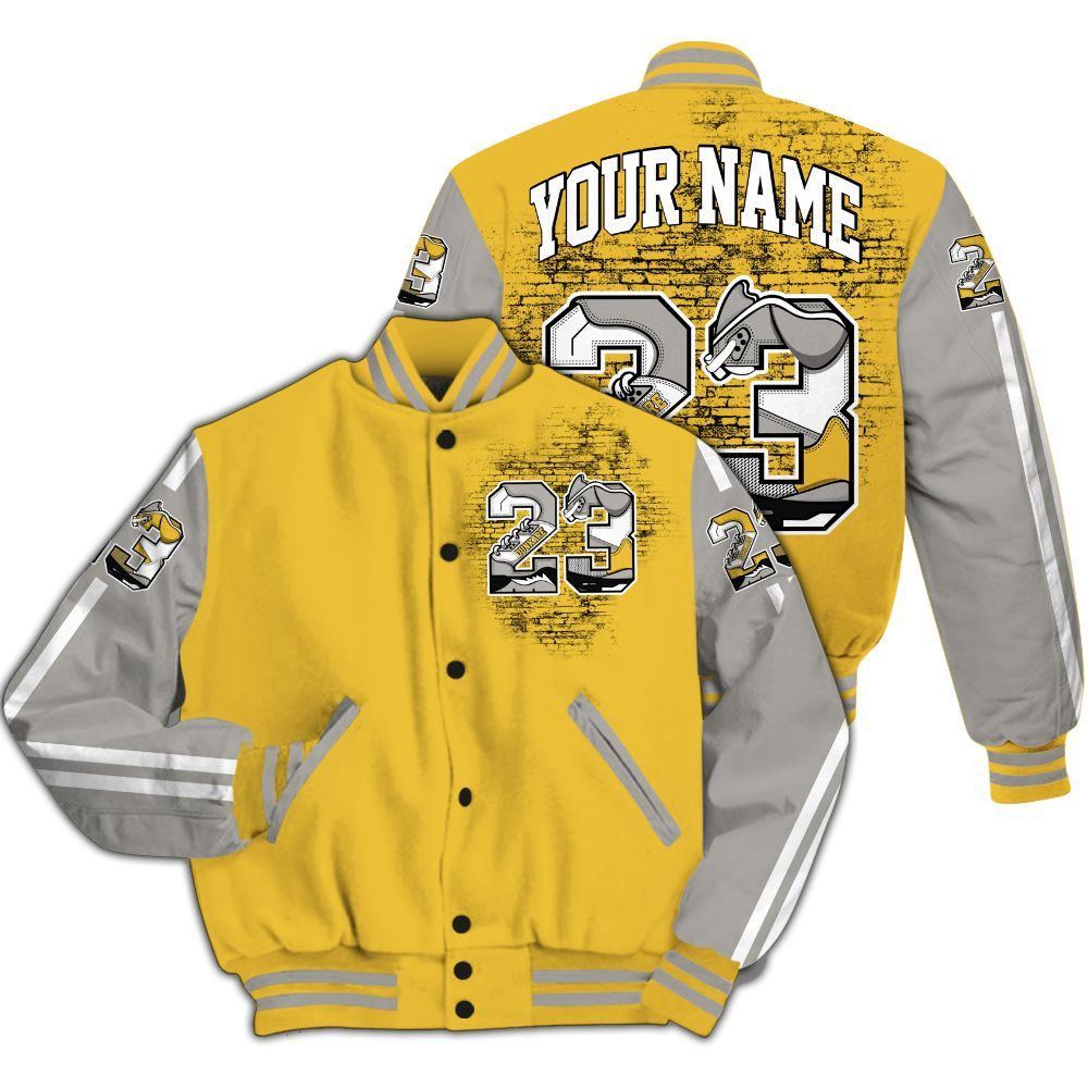 Varsity Jacket To Match Low Yellow Python 11s, Custom Name Number 23 5s All Over Print