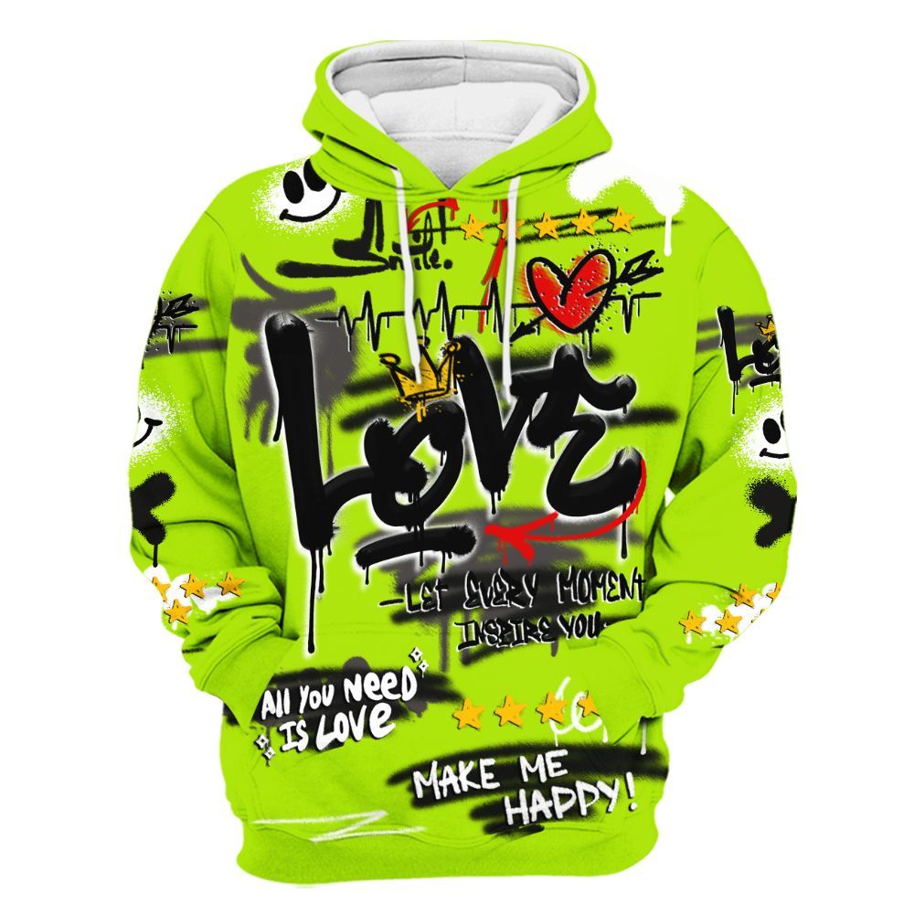 Hoodie To Match Foamposite Voltage Black Air Pro 2026 - Happy Love Beats Graffiti Streetwear All Over Print