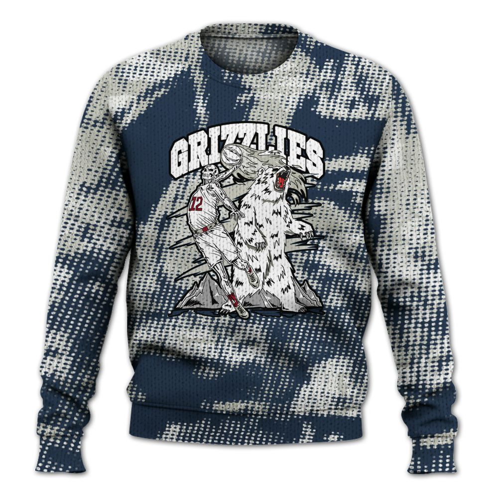 Knitted Sweater To Match Navy Blue 2024 6s - Grizzly Bear Skeleton Brown Sugar