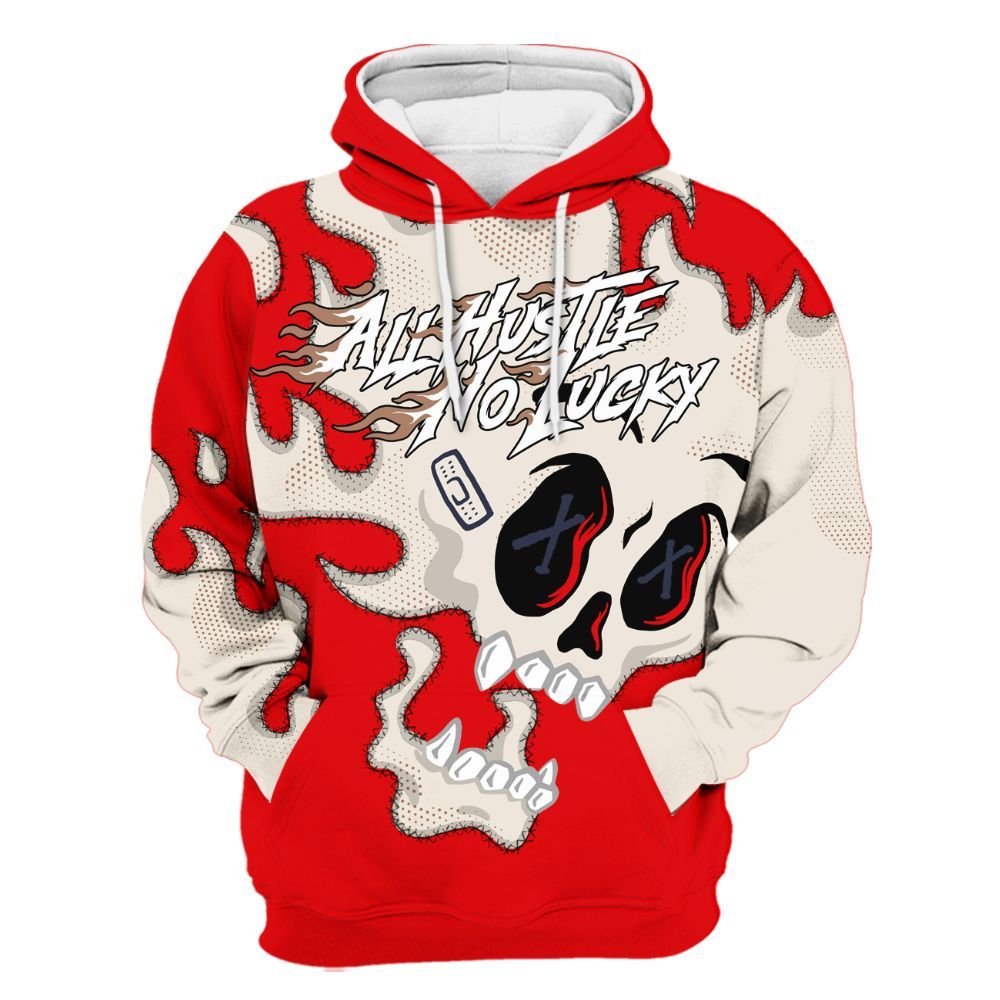 Hoodie To Match Low OG Howard University 1s - All Hustle No Lucky Skull All Over Print