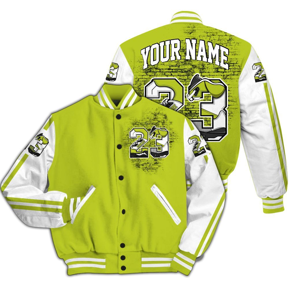 Varsity Jacket To Match Bright Cactus 13s - Custom Name Number 23 5s All Over Print