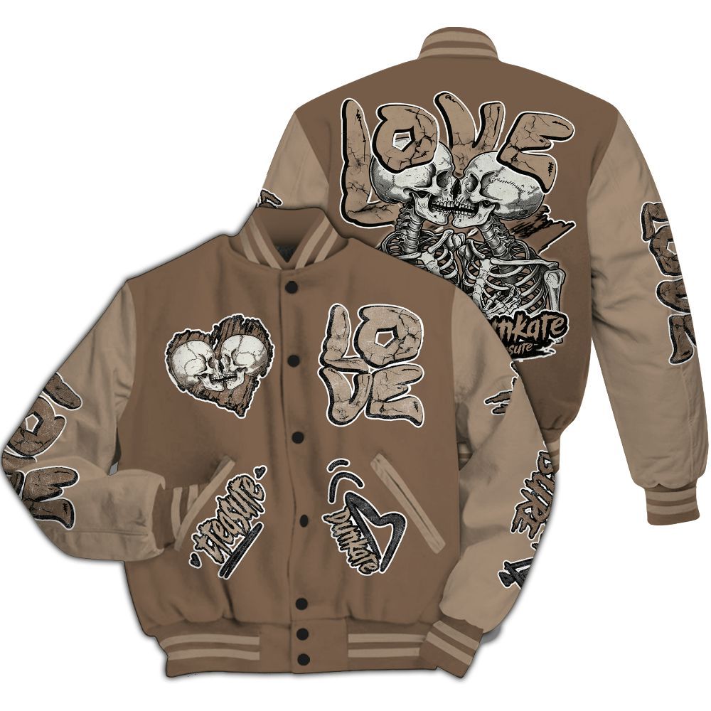 Varsity Jacket To Match Dark Mocha Jack - Skull Bear All Over Print
