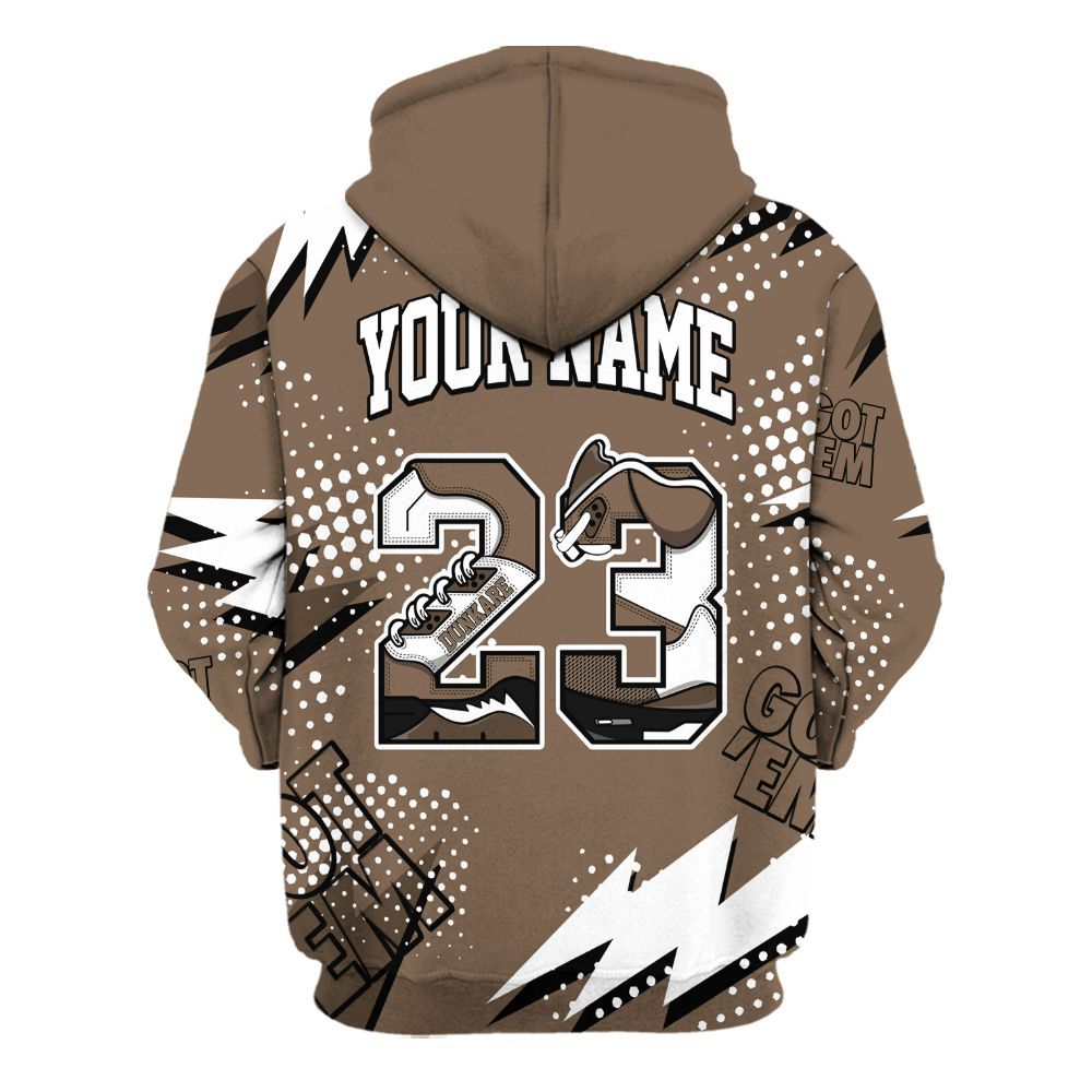 Hoodie To Match Dark Mocha Jack - Custom Name Number 23 5s All Over Print