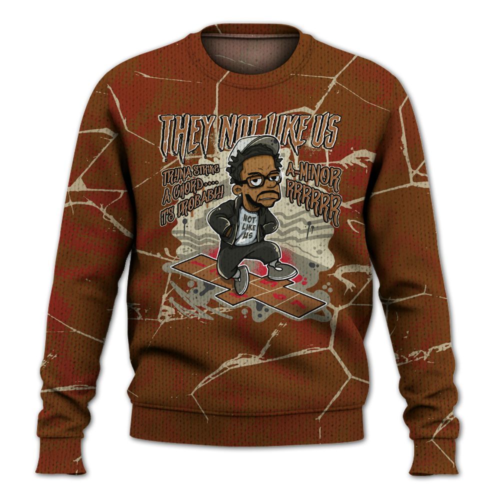 Knitted Sweater To Match Archaeo Brown 5s - Hopscotch Dislike Us Graphic Crack