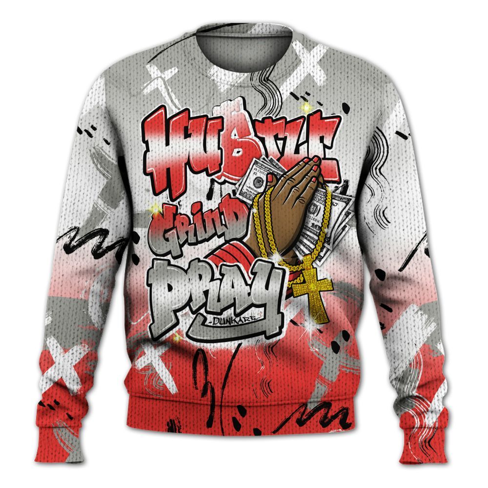 Knitted Sweater To Match Vomero 5 Bright Crimson - Money Hustle Grind Pray