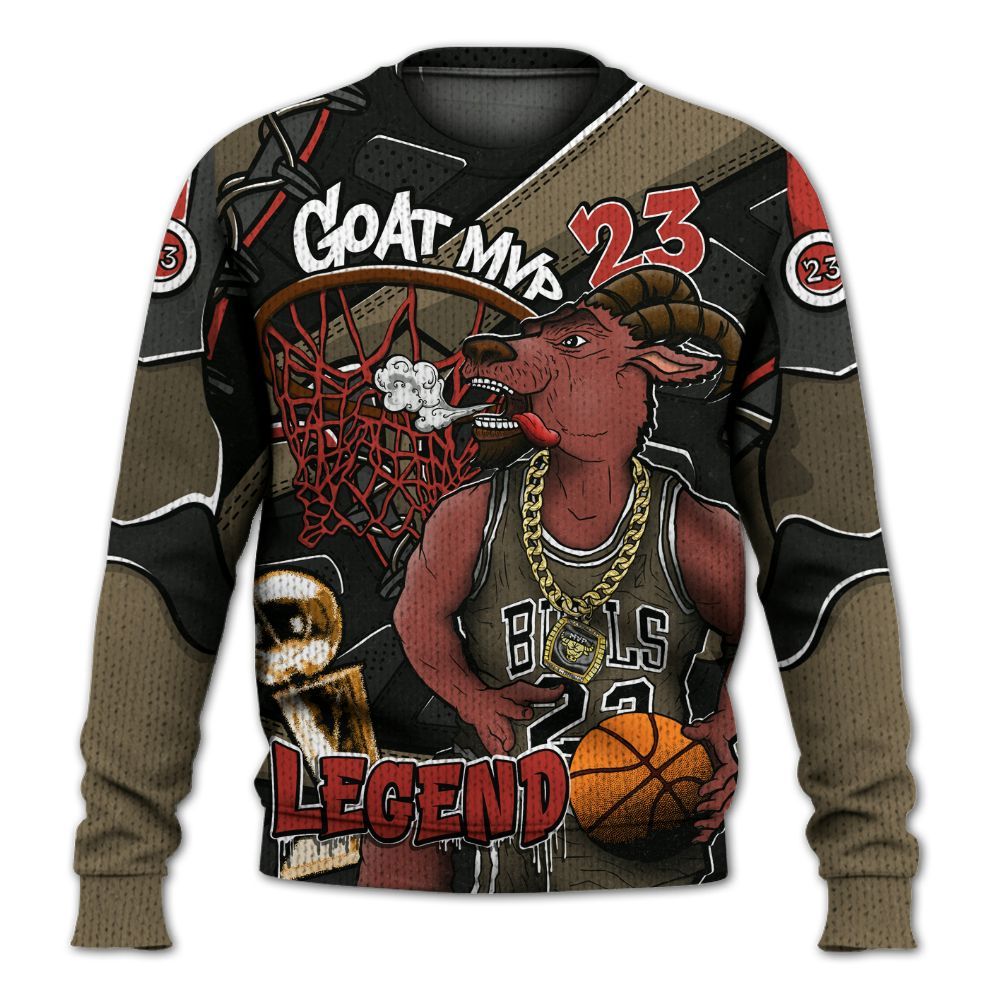 Sweater To Match Olive 9s - 23 Goat JD Graphic