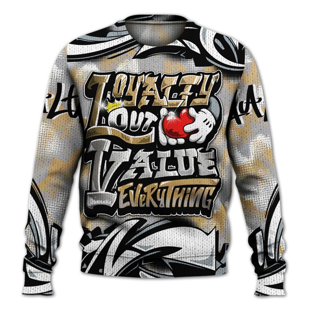 Sweater To Match Retro High OG Cool Grey 1s - Loyalty Out Value Graffiti Graphic