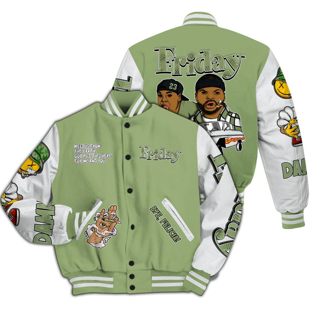 Varsity Jacket To Match Oil Green 4s - Friday Sneaker Stress Style All Over Print