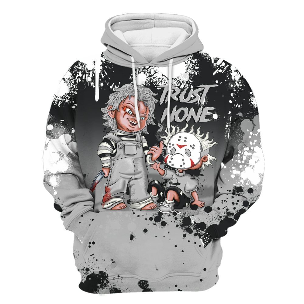 Hoodie To Match Low 85 Metallic Black 1s - Trust No One Scary All Over Print