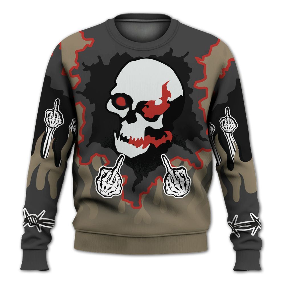 Sweatshirt To Match Olive 9s - F Around Find Out Graphic Trapped All Over Print