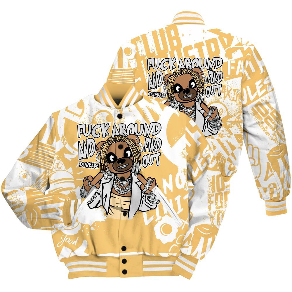 Varsity Jacket To Match Craft Paris 6s Shirt - F#ck Around Bear Bear Monogram Graffiti All Over Print