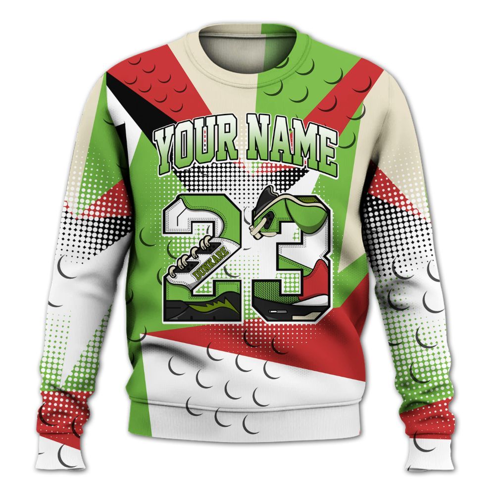 Sweatshirt To Match Air Max Waffle SP Action Green - Poly Custom Name Number 23 5s All Over Print