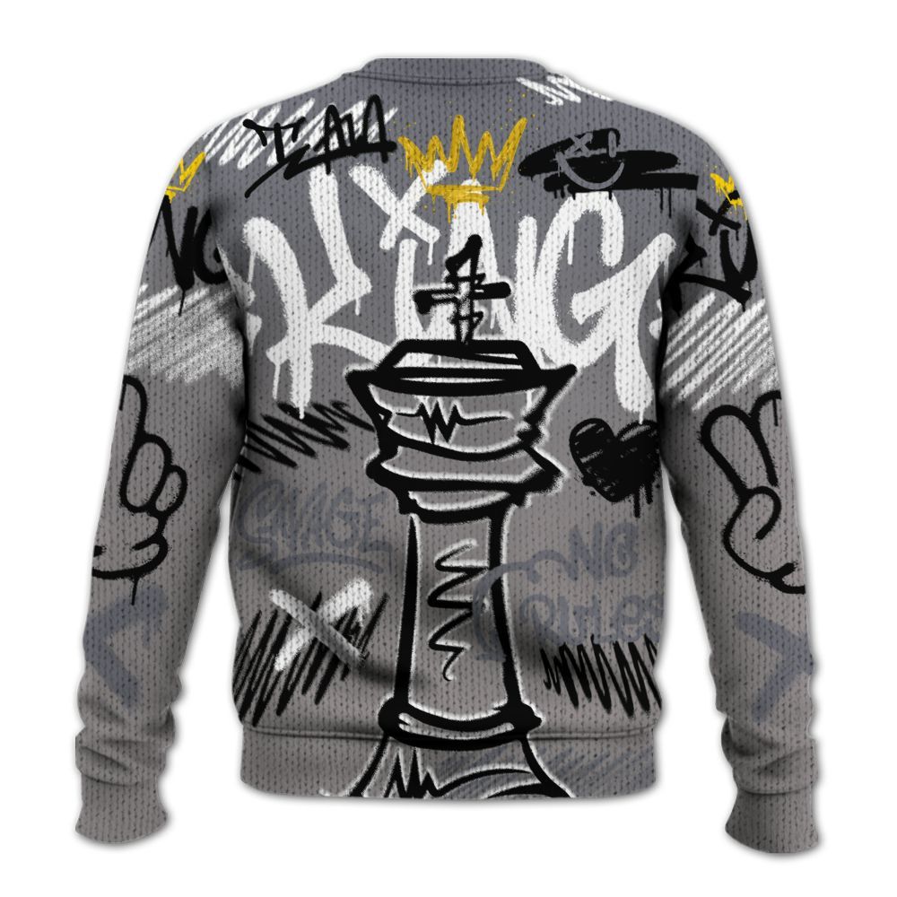 Knitted Sweater To Match Cool Grey 11s - Street King Chess Streetwear