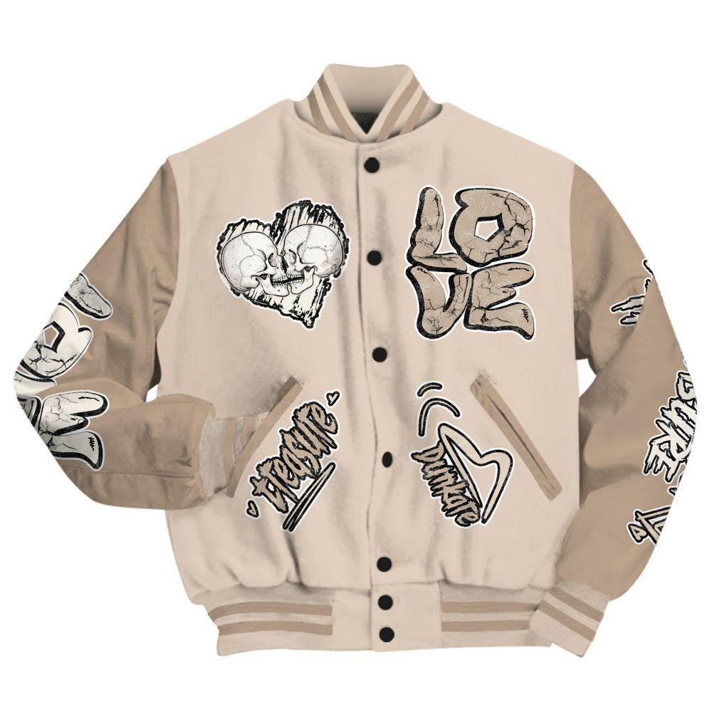 Varsity Jacket To Match Untouchable And Moments Cream - Skull Bear All Over Print