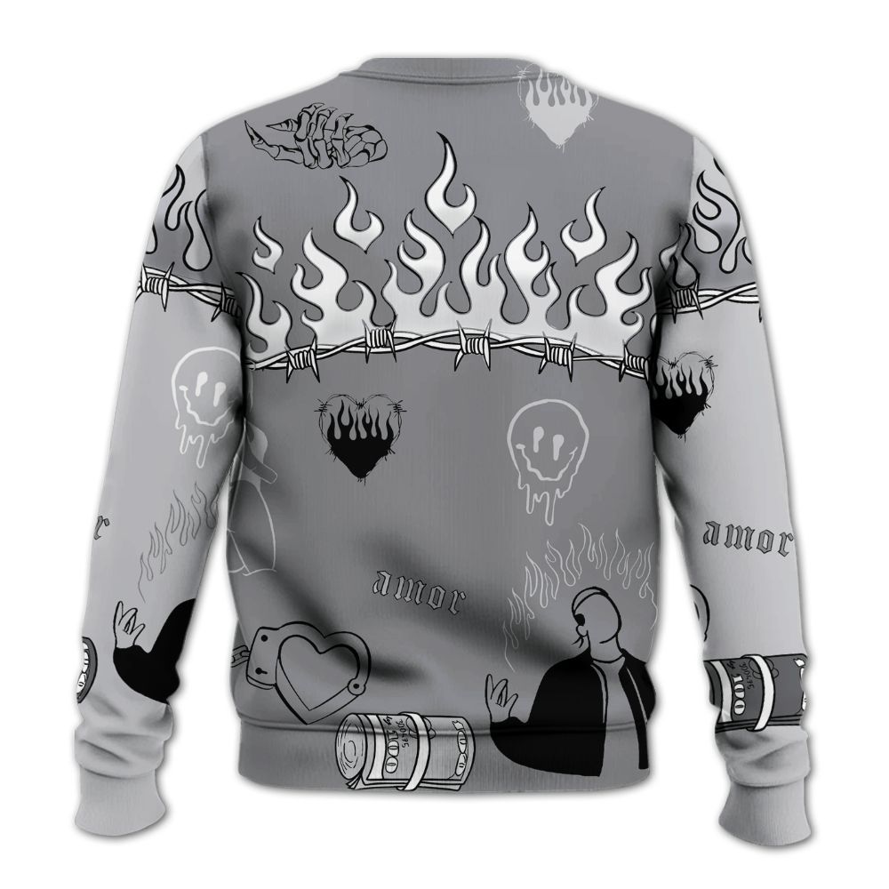 Sweatshirt To Match Retro Wolf Grey 5s - Snake Trust No One All Over Print