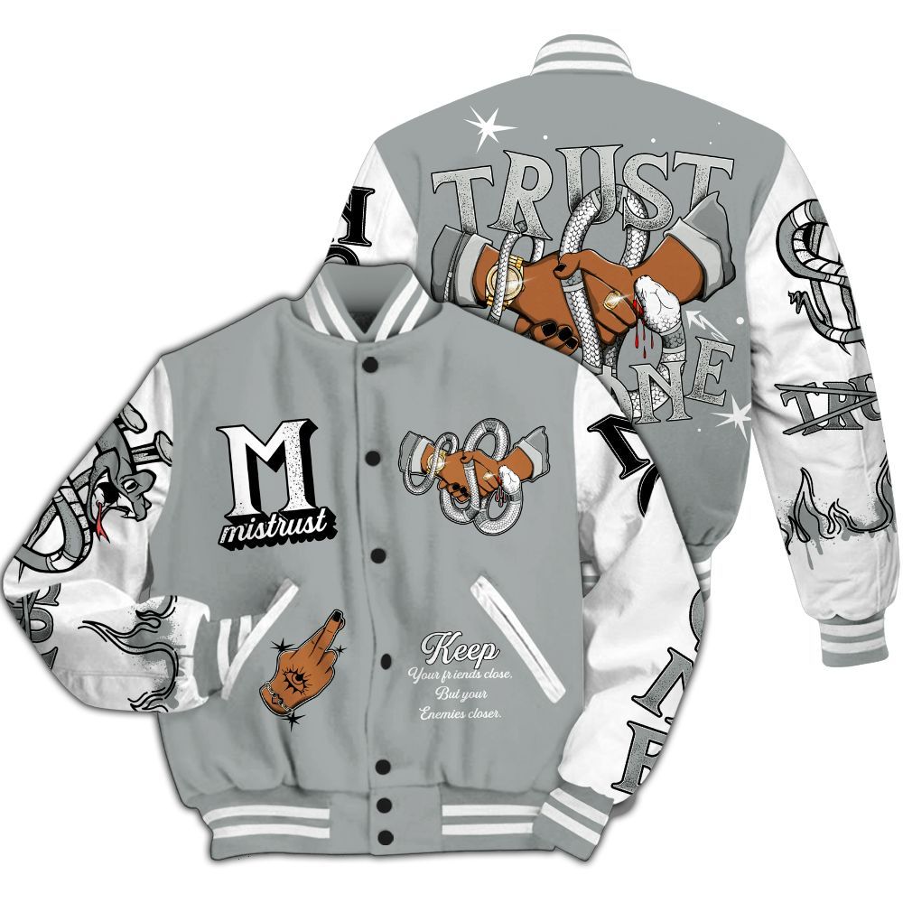 Varsity Jacket To Match Dunk Low White Light Smoke Grey - Trust No One Snake-Bite Street Style All Over Print