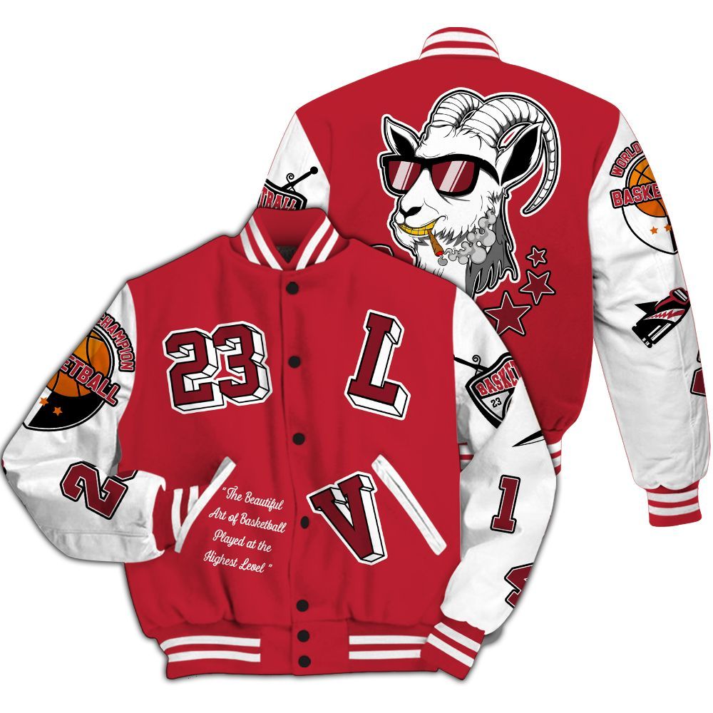 Varsity Jacket To Match Red Flint 13s - The GOAT Got Em Streetwear All Over Print