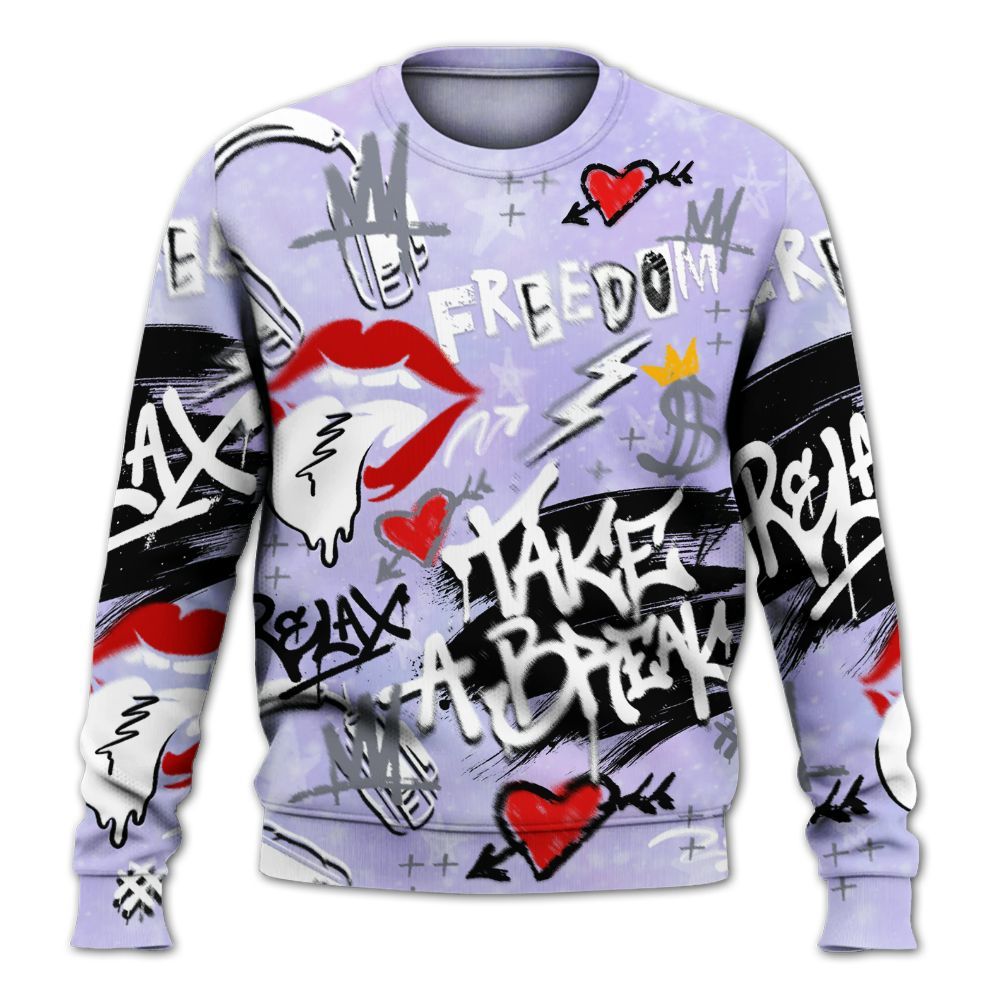 Sweatshirt To Match Zen Master 4s - Take Break Freedom Graffiti Streetwear All Over Print