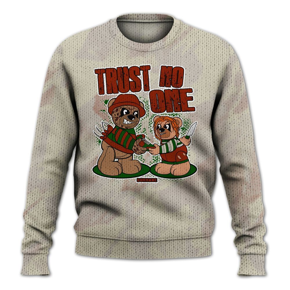 Knitted Sweater To Match El Grito 5s - Trust No One Bear Abstract Halftone