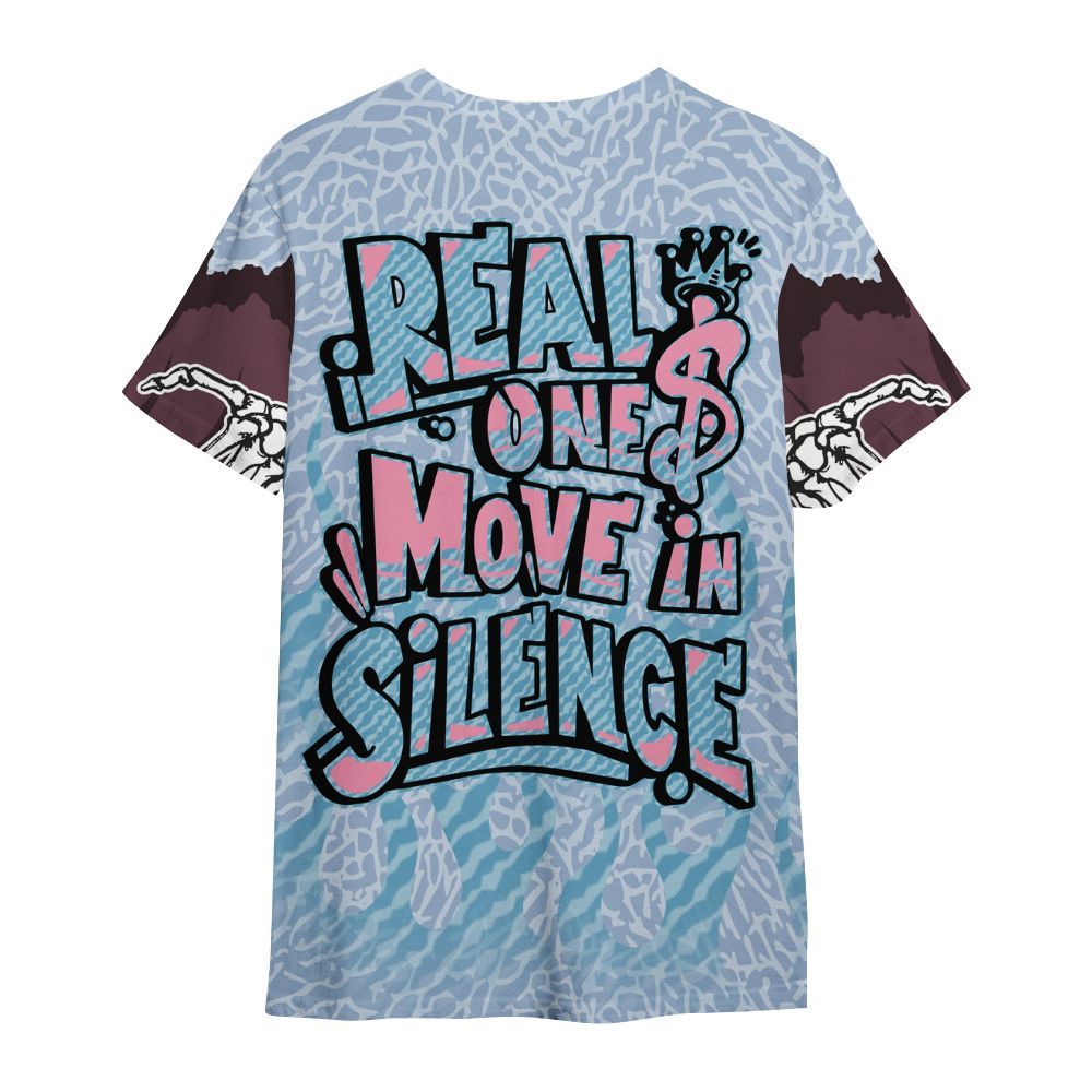 Shirt To Match Denim Pink Glow 3s - Ones Move In Silence Graphic Trapped All Over Print