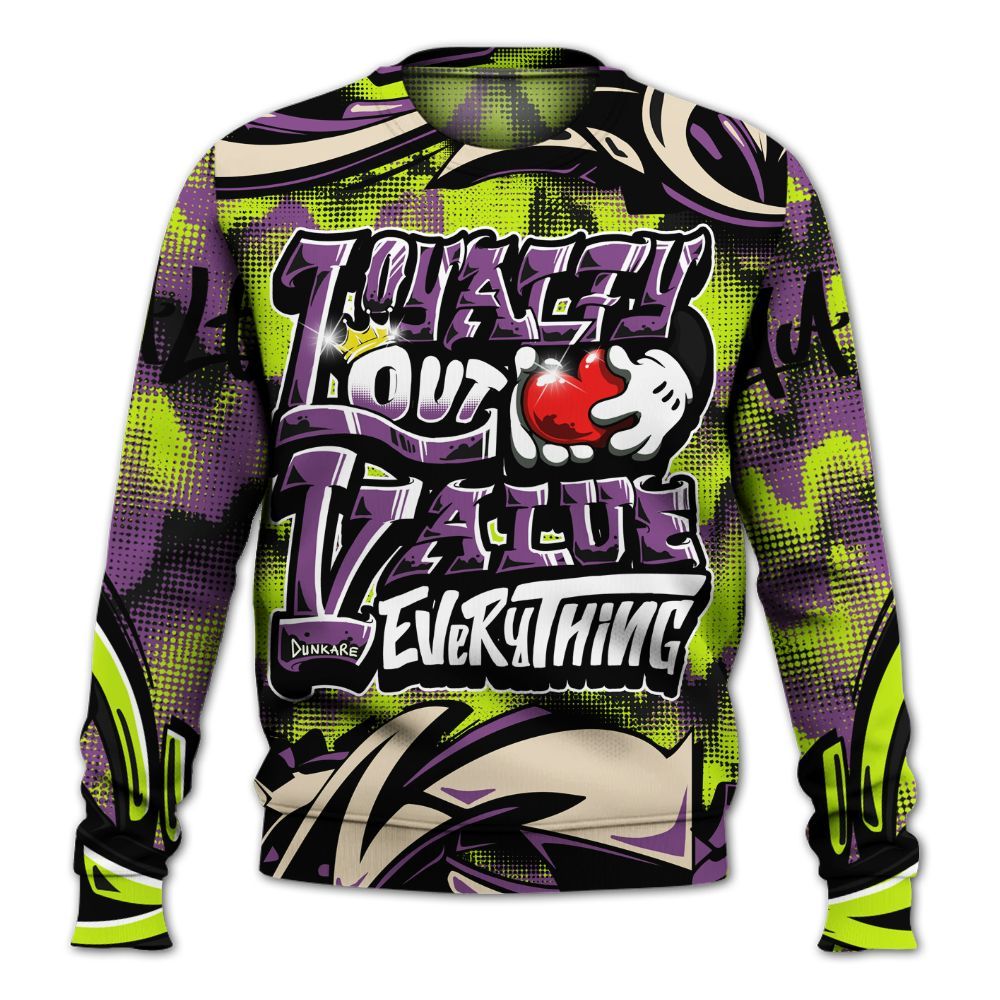 Sweatshirt To Match GS Black Barely Volt 11s - Loyalty Out Value Graffiti All Over Print