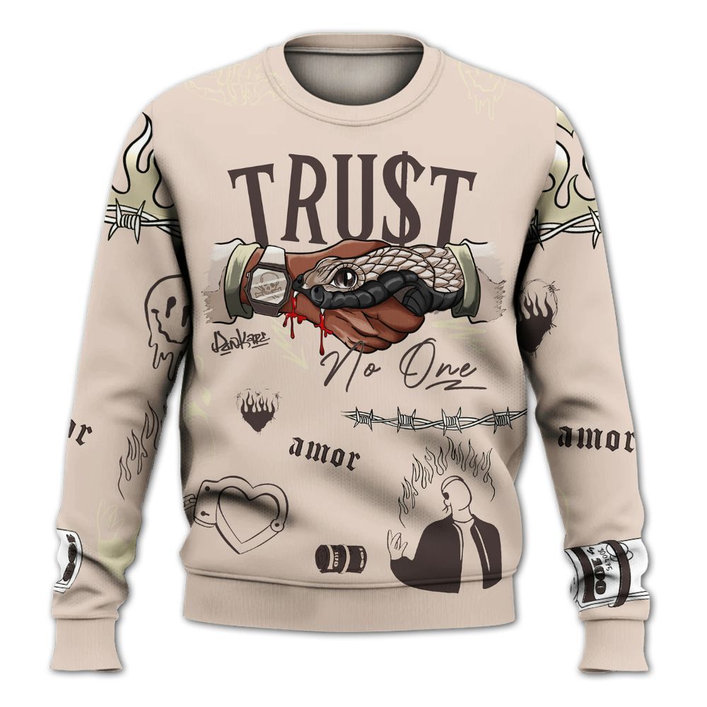 Sweatshirt To Match A Ma Maniere X Fossil Stone 4s - Snake Trust No One All Over Print