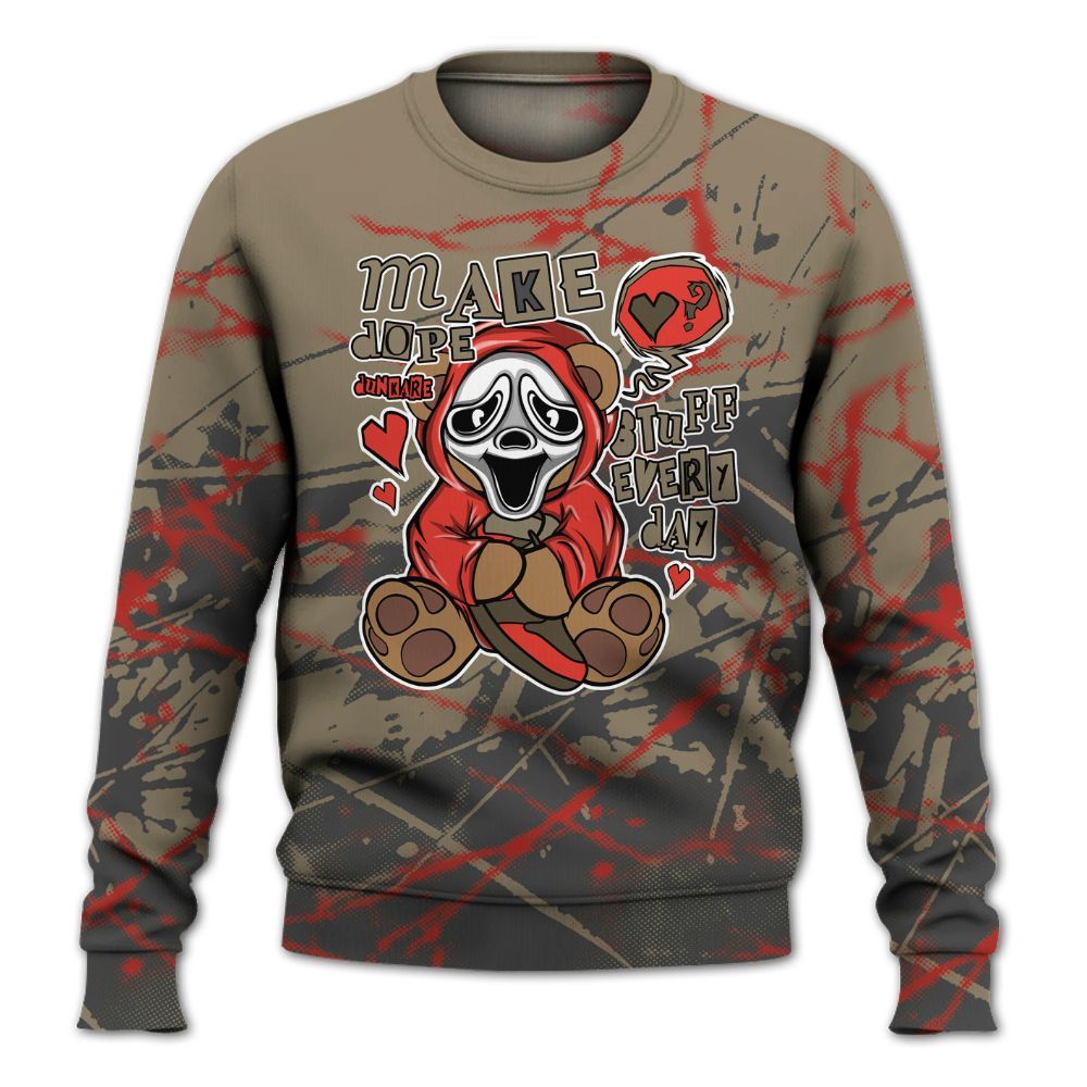 Sweatshirt To Match Olive 9s - Make Dopes Bear Profound All Over Print
