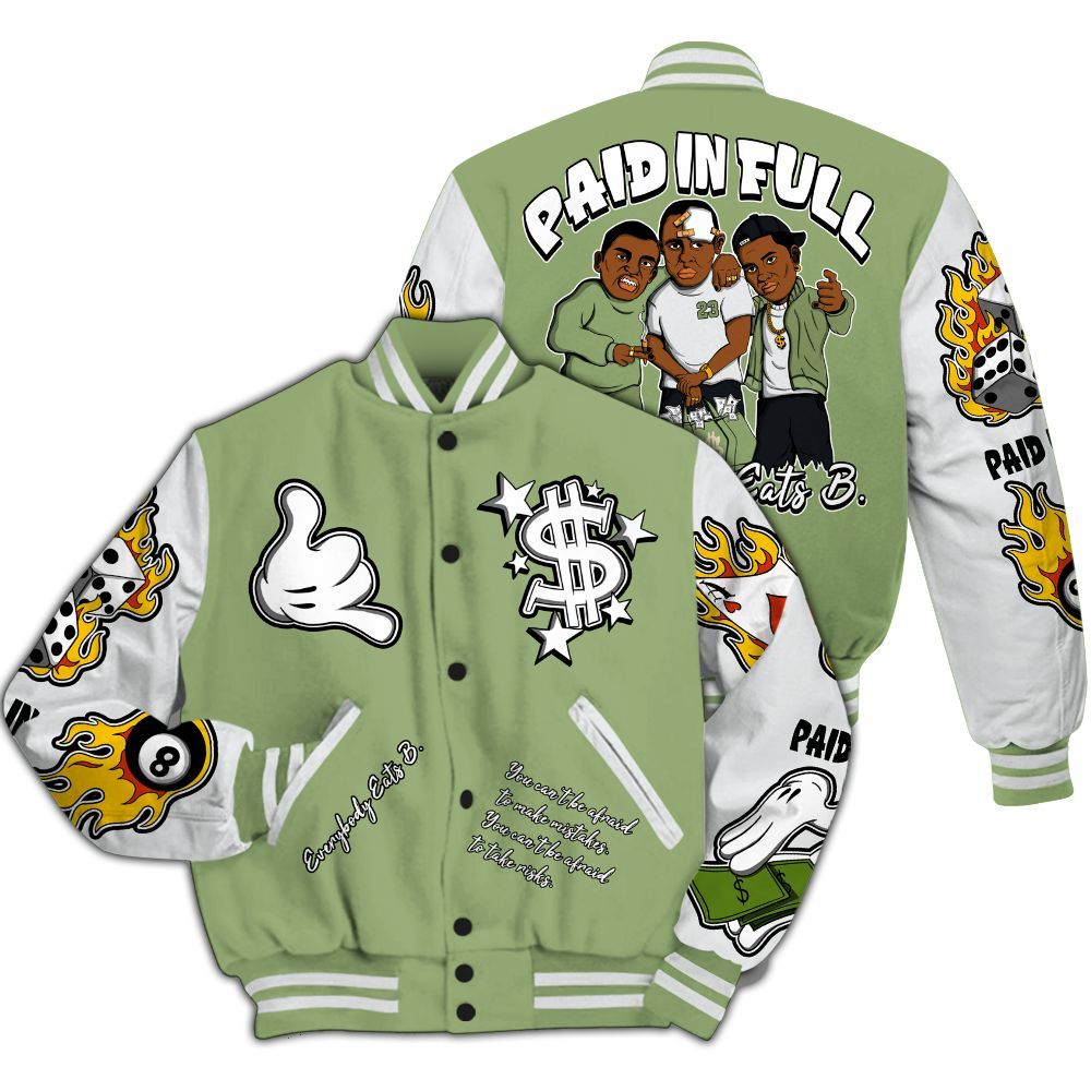 Varsity Jacket To Match Oil Green 4s - Everybody Paid In Full Graphic All Over Print