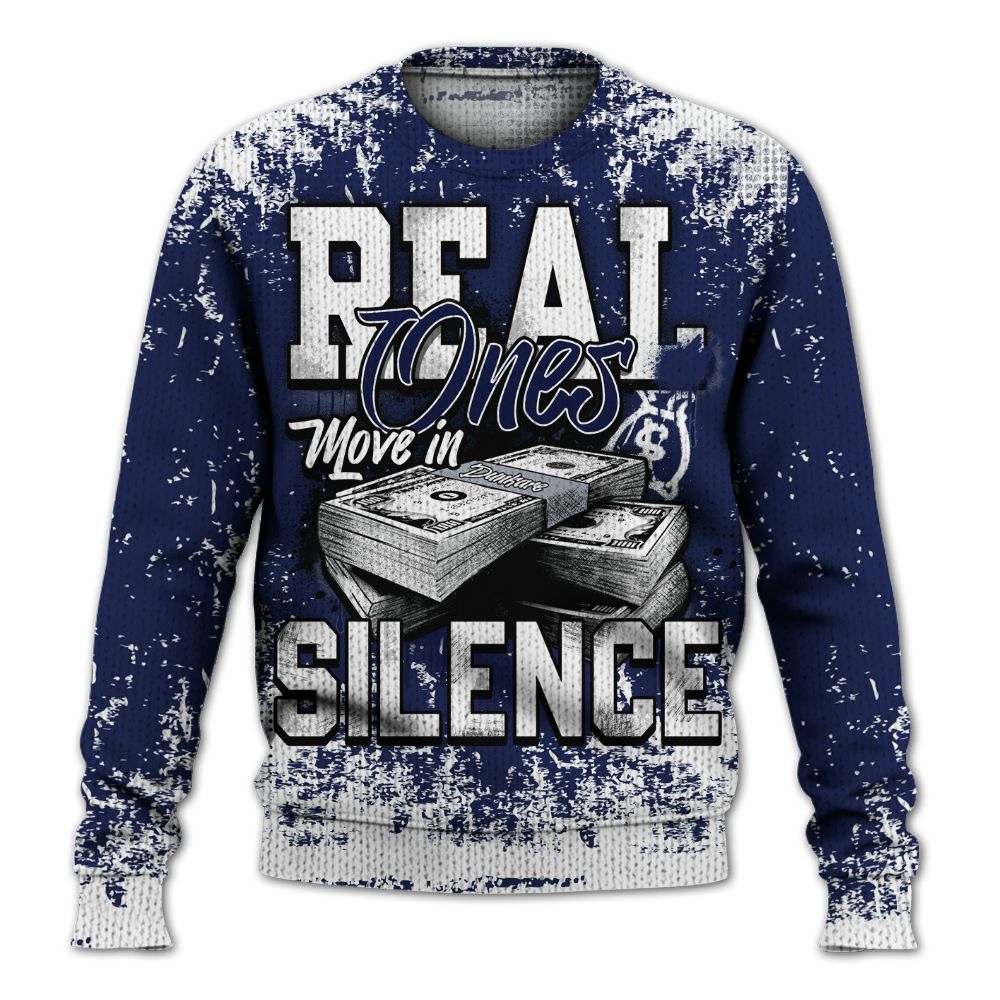 Knitted Sweater To Match Midnight Navy 11s - Move In Silence Money Street Retro