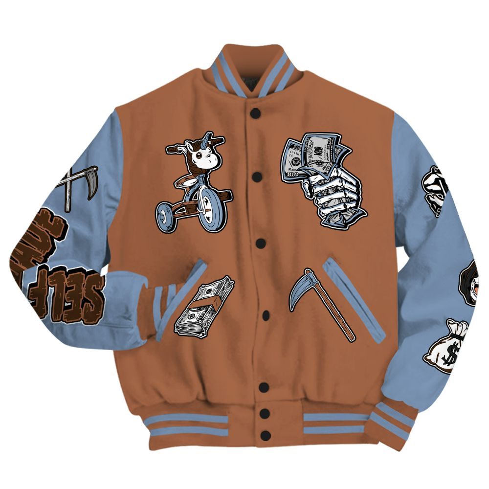 Varsity Jacket To Match Air Foamposite Metallic Copper - Self Make Skeleton All Over Print