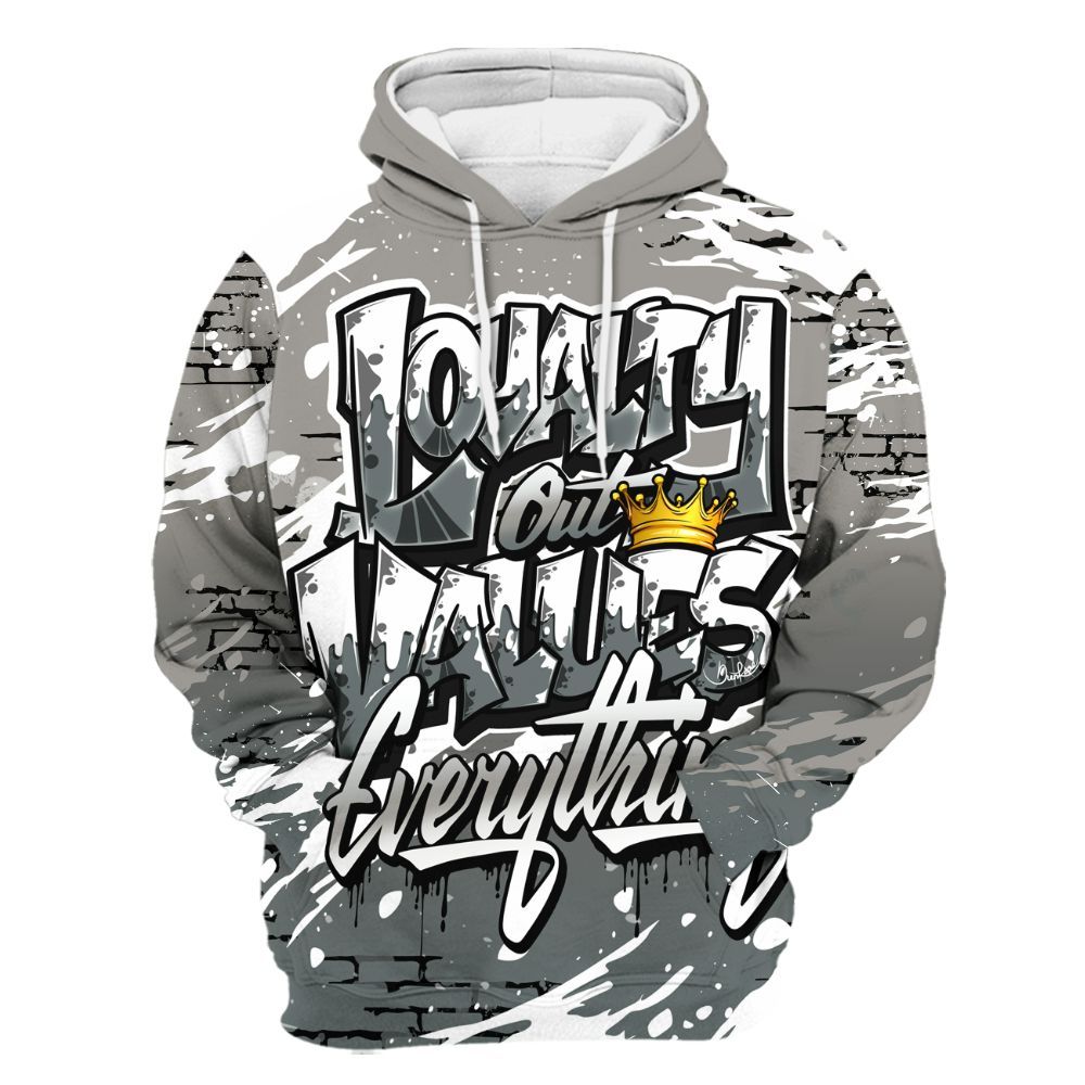 Hoodie To Match Cool Grey 9s - Values Of Loyalty Drip All Over Print