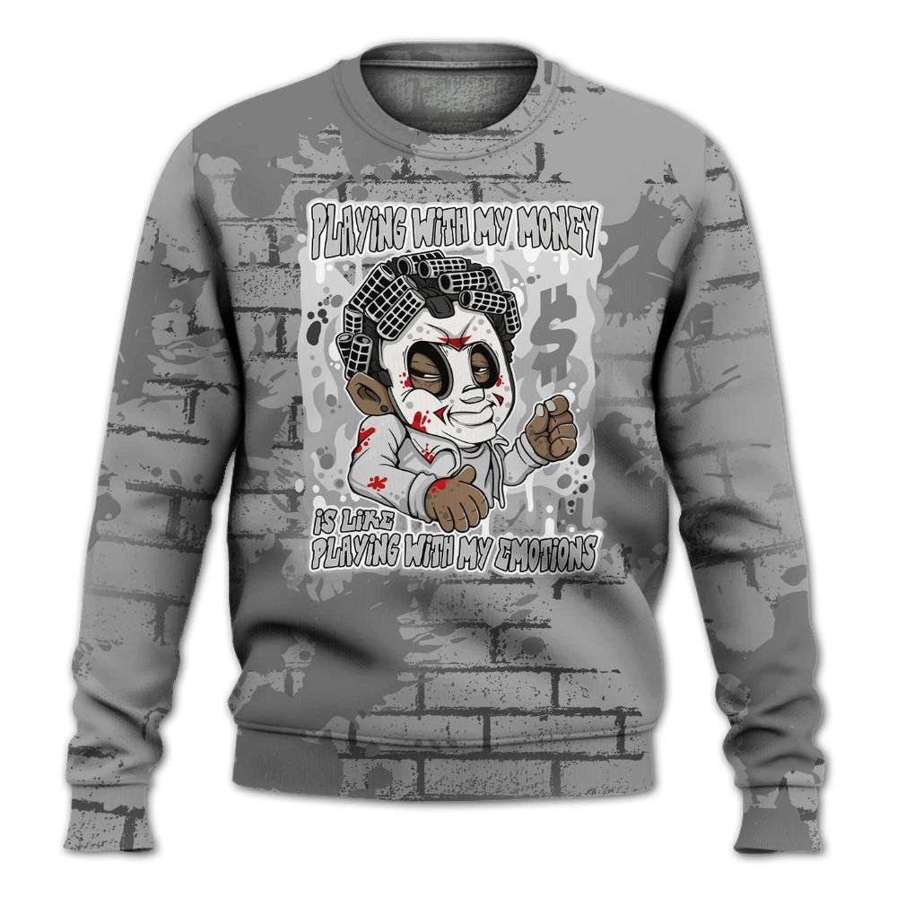 Sweatshirt To Match Black Wolf Grey 12s - Playing With My Money Graphic Halloween All Over Print