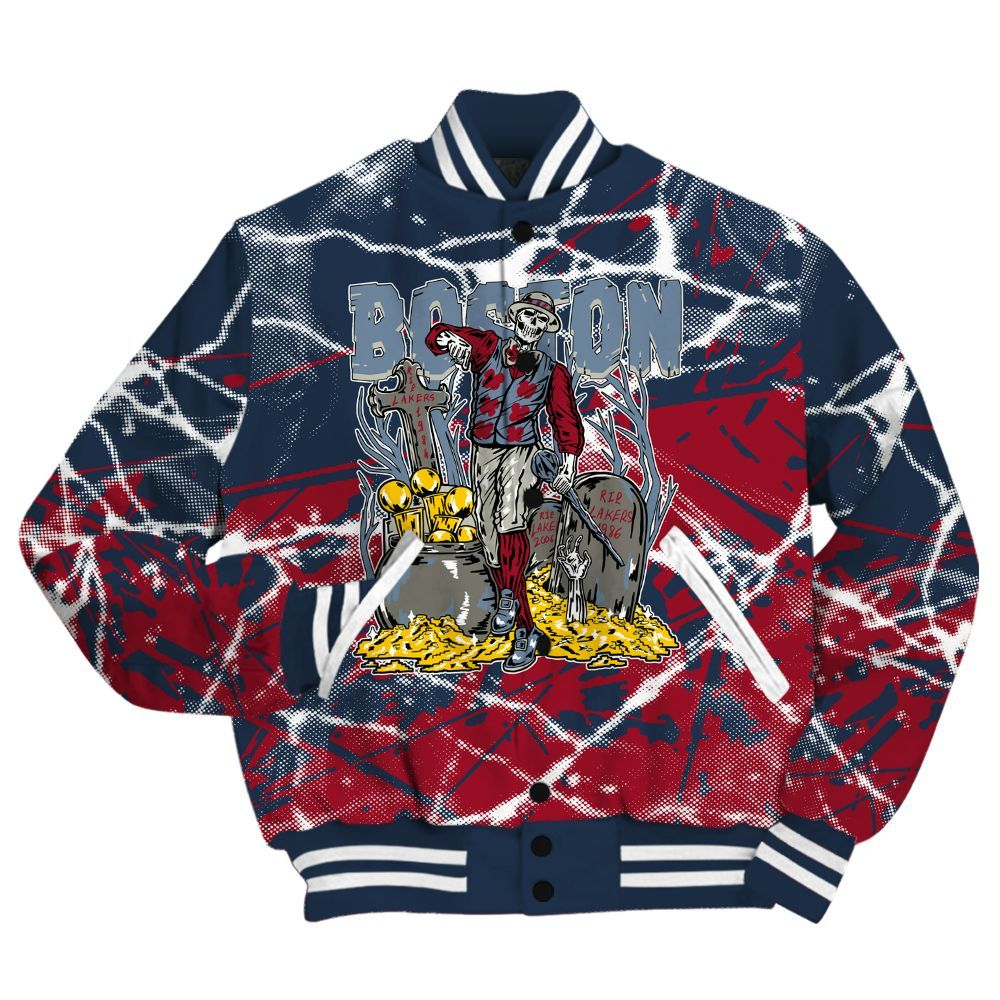 Varsity Jacket To Match Navy Blue 2024 6s Shirt - Goldrush Skeleton Profound All Over Print