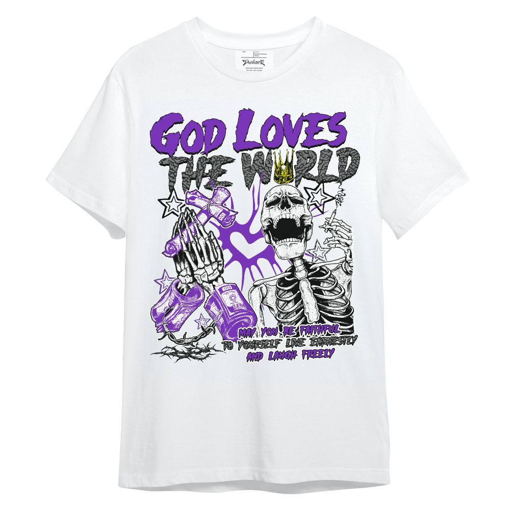 Shirt To Match Retro Dark Iris 3s - God Loves The World Unisex Shirt